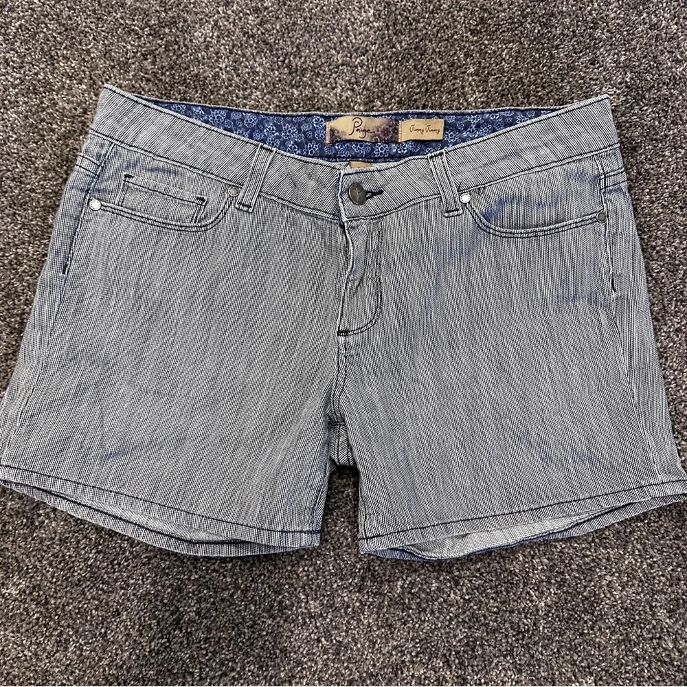 Paige Denim “Jimmy Jimmy” Mid Rise Shorts, Size 28 in Central Stripe, EUC - Picture 2 of 3